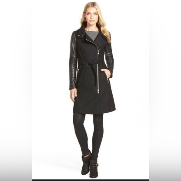Mackage Jackets & Blazers - Mackage Dale Black Trench Coat with Leather Sleeves